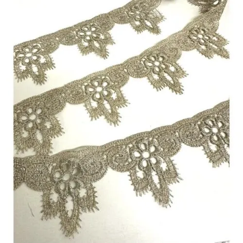 1-3/4" Metallic Venice Venise Lace Trim - Color: GOLD - 6 Continuous Yards!