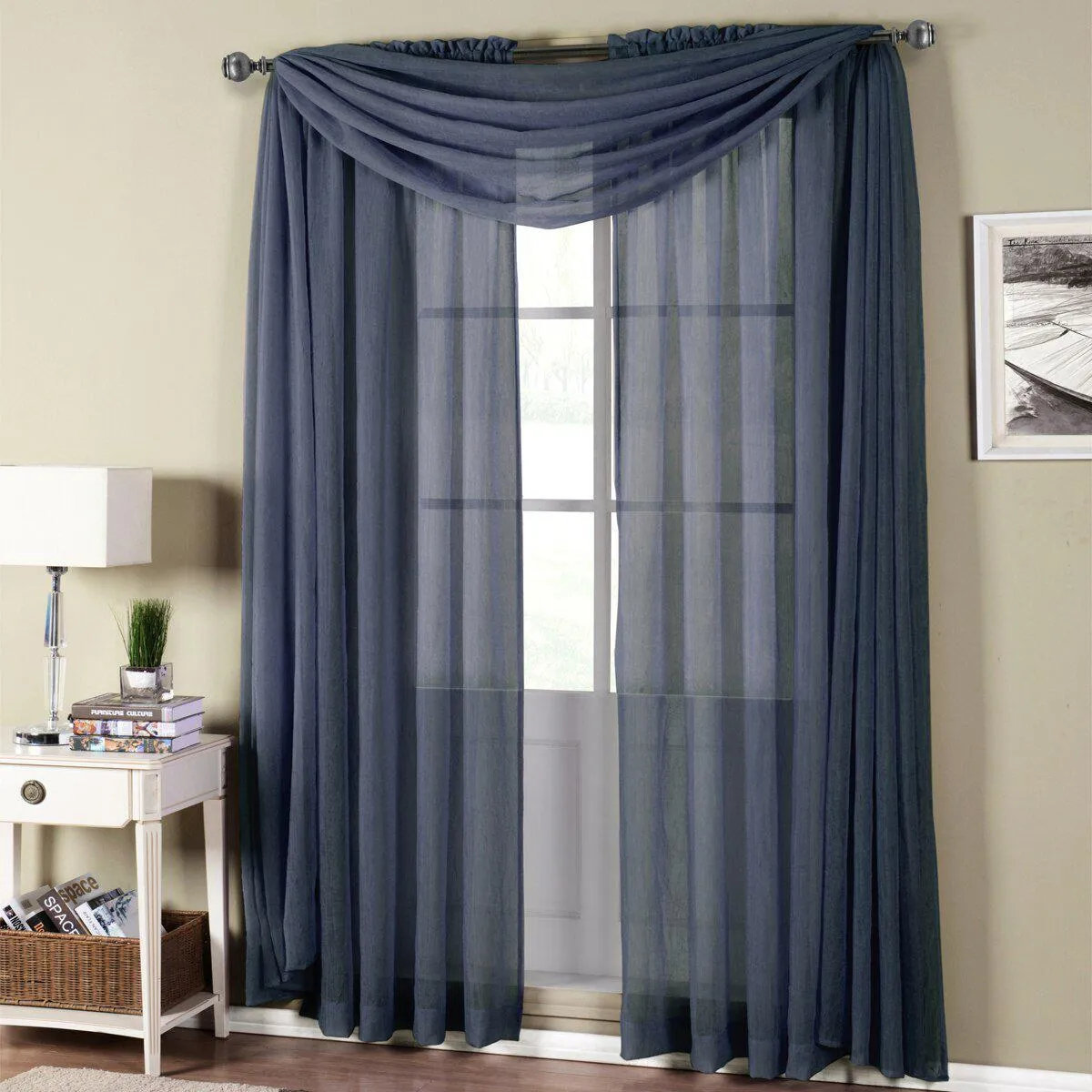 Abri Rod Pocket Crushed Sheer Curtain Panel (Single)