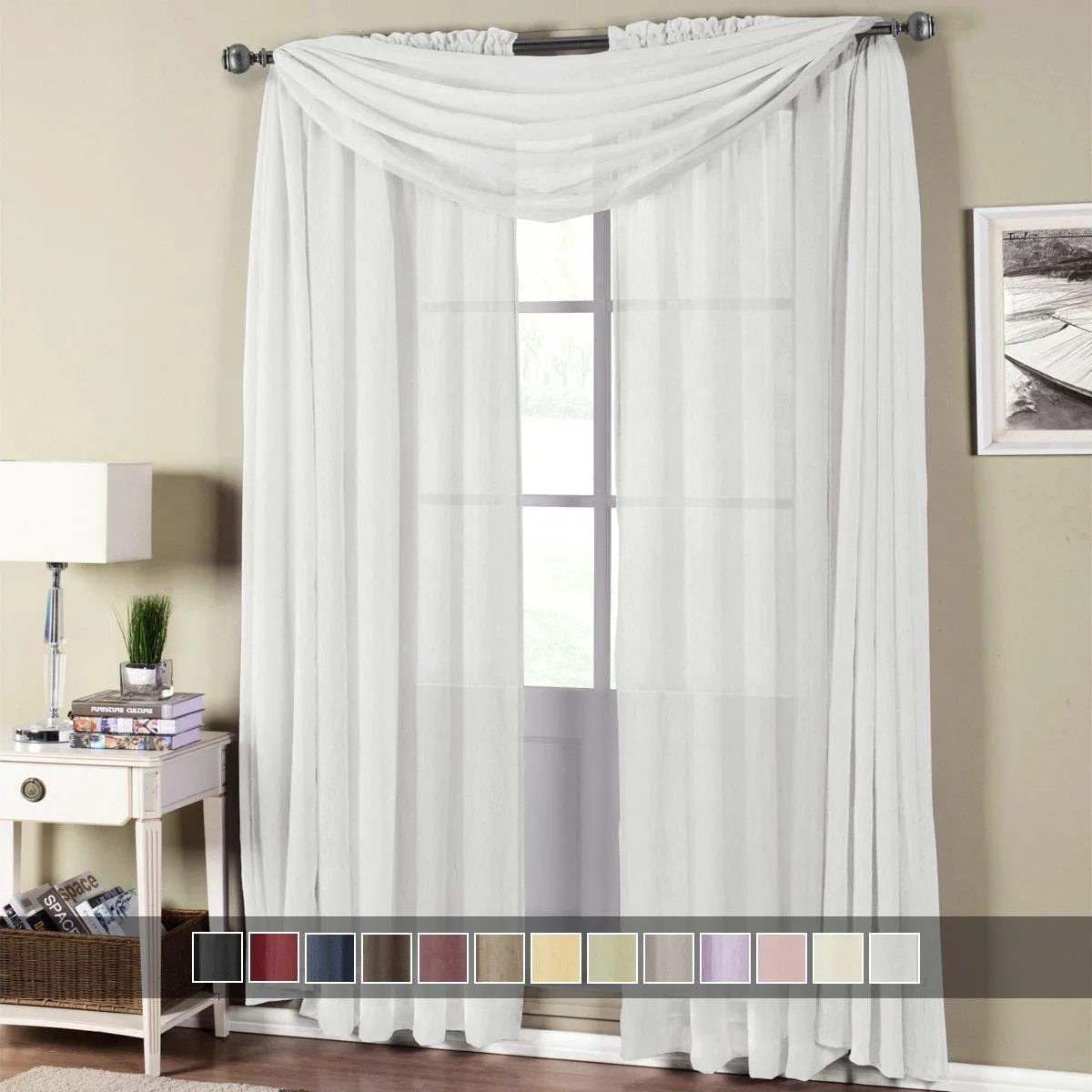 Abri Rod Pocket Crushed Sheer Curtain Panel (Single)