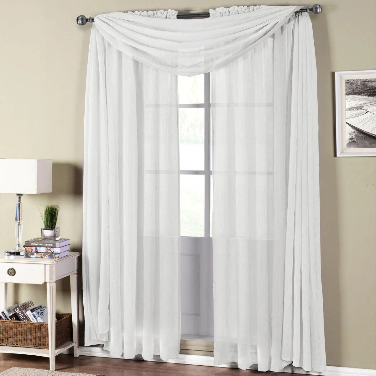 Abri Rod Pocket Crushed Sheer Curtain Panel (Single)