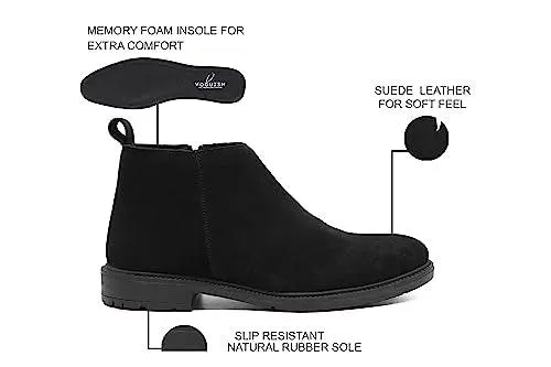 All Black Suede Leather Chelsea Boots