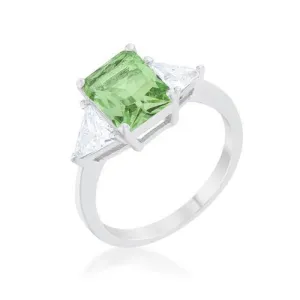 Classic Apple Green Rhodium Engagement Ring