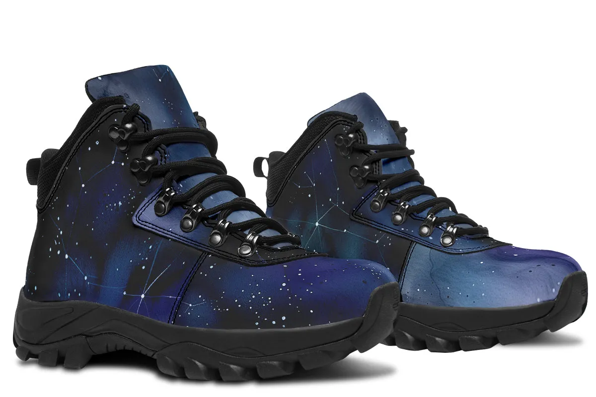 Deep Blue Outdoor Boots - Water Resistant Vegan Leather Trekking Shoes with Durable Soles