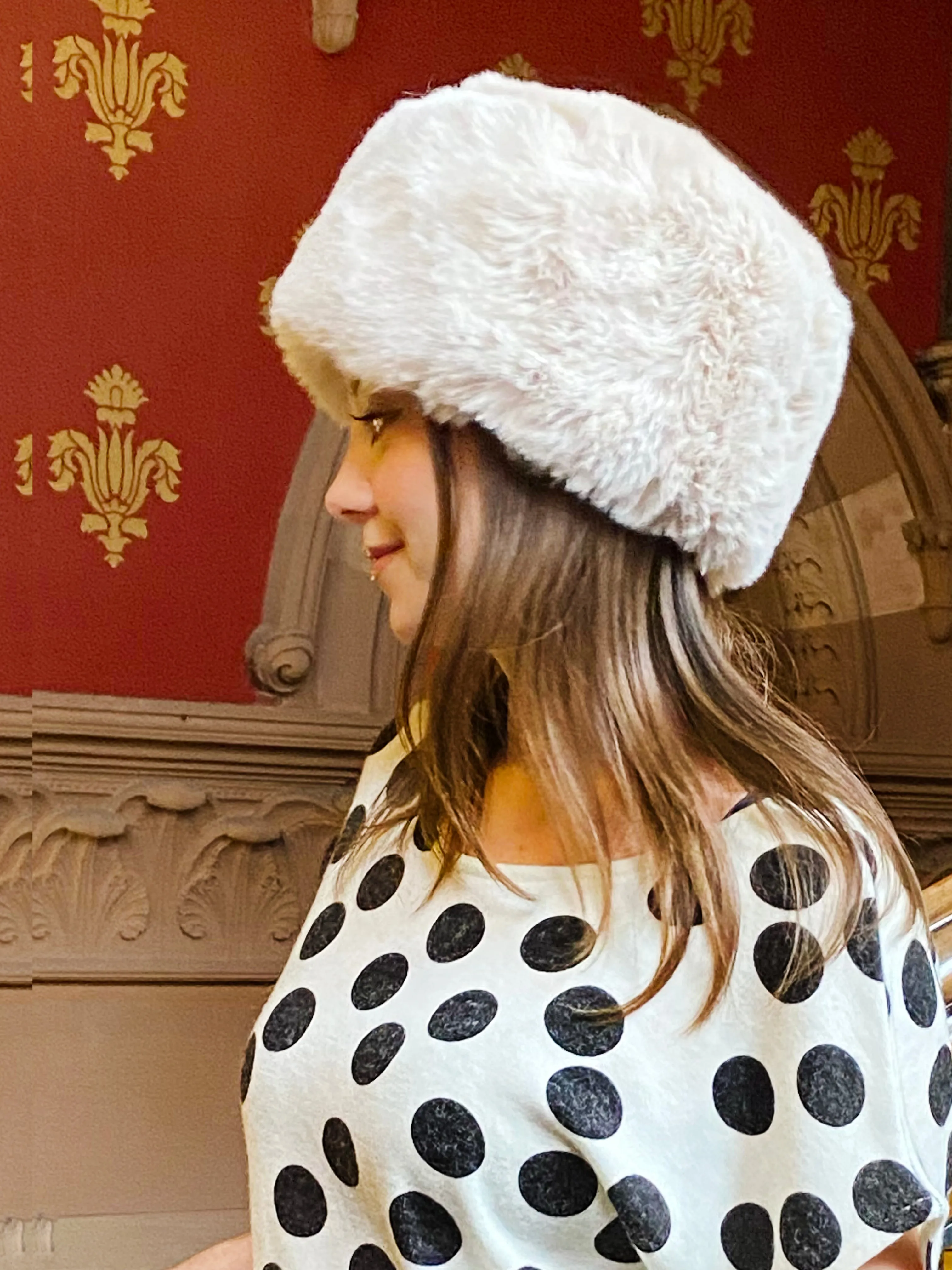 Ely - Cream Faux Fur Pillbox Womens Winter Hat