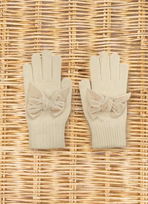 GLOVES WITH VELVET BOW