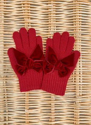 GLOVES WITH VELVET BOW