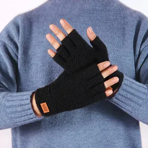 Mens Semifingered Thermal Knit Gloves Set of 2 Pieces