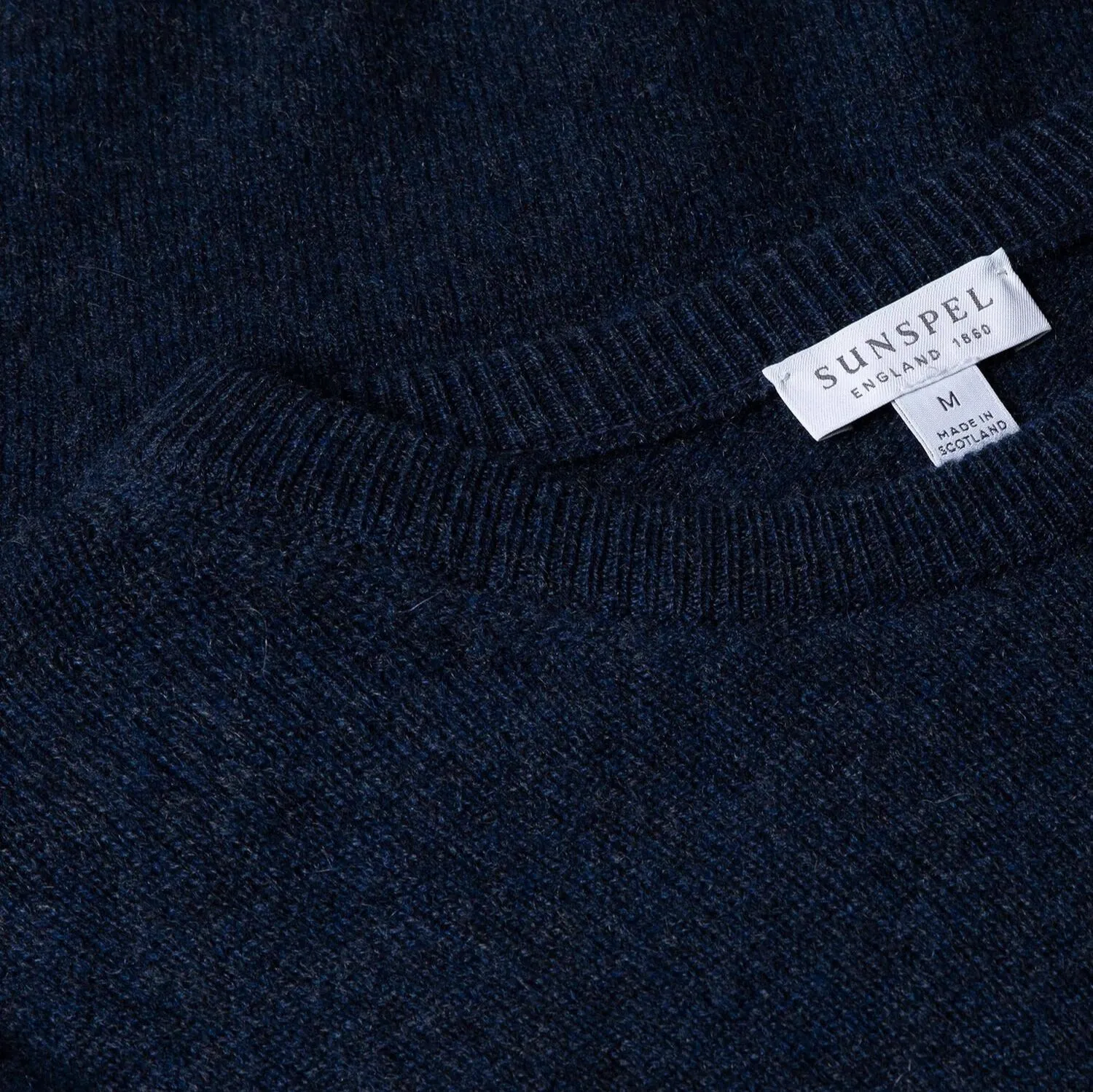 Navy Melange 100% Cashmere Crew Sweater