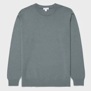 Smoke Green 100% Cashmere Crew Sweater