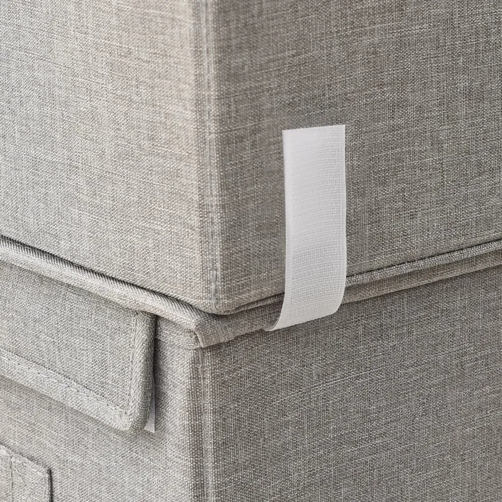 Stackable Storage Box Set of 4 Pieces Fabric Grey