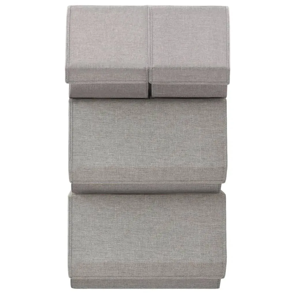 Stackable Storage Box Set of 4 Pieces Fabric Grey