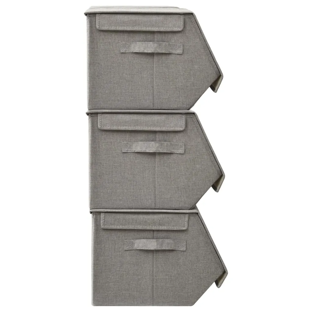 Stackable Storage Box Set of 4 Pieces Fabric Grey