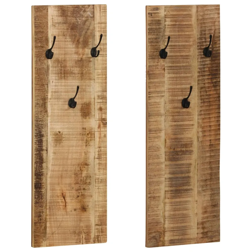 Wall-mounted Coat Racks 2 pcs Solid Mango Wood 36x110x3 cm